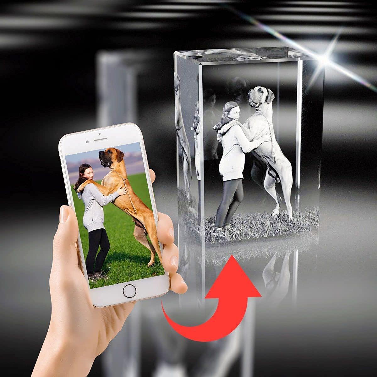 Arokimi Custom 3D Crystal Photo Rectangle Laser Engraved Pictures Personalized Birthday Gift and Memorial Present for family, friends, lover (Portrait, Medium)