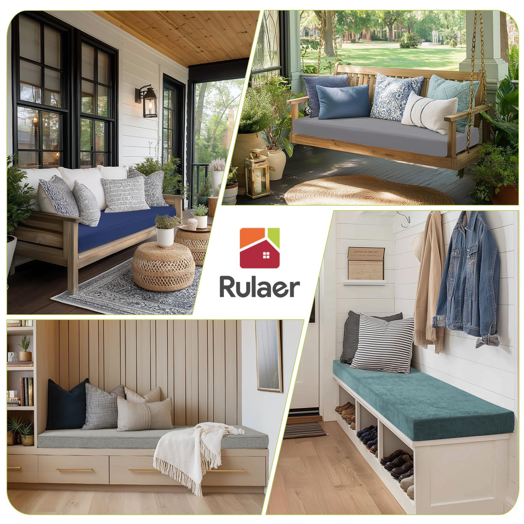 RULAER RULAER Custom Size Bench Cushion,Custom Bench Cushion for Indoor/Outdoor Furniture,Durable Outdoor Waterproof Seat Cushions,Comfortable and Highly Resilient Patio Furniture Cushion