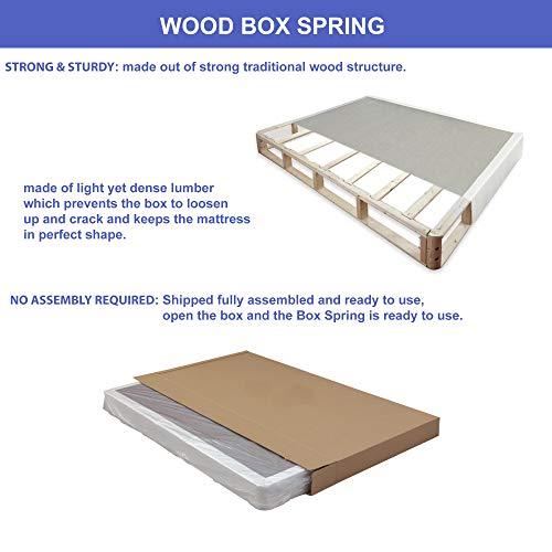 Continental Sleep Continental Sleep Fully Assembled Low Profile Wood Traditional Box Spring/Foundation for Mattress Set, Twin, Grey