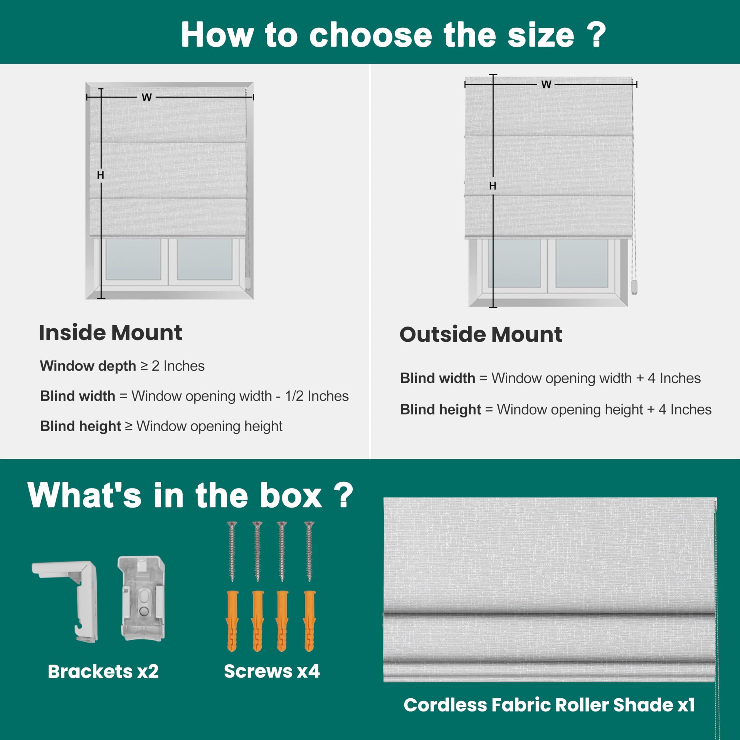 BERISSA BERISSA Roman Shades for Windows, Blackout Roman Blinds,Room Darkening Thermal Insulated Window Shades for Home Living Room Bedroom,Linen Beige,34" W x 90" H