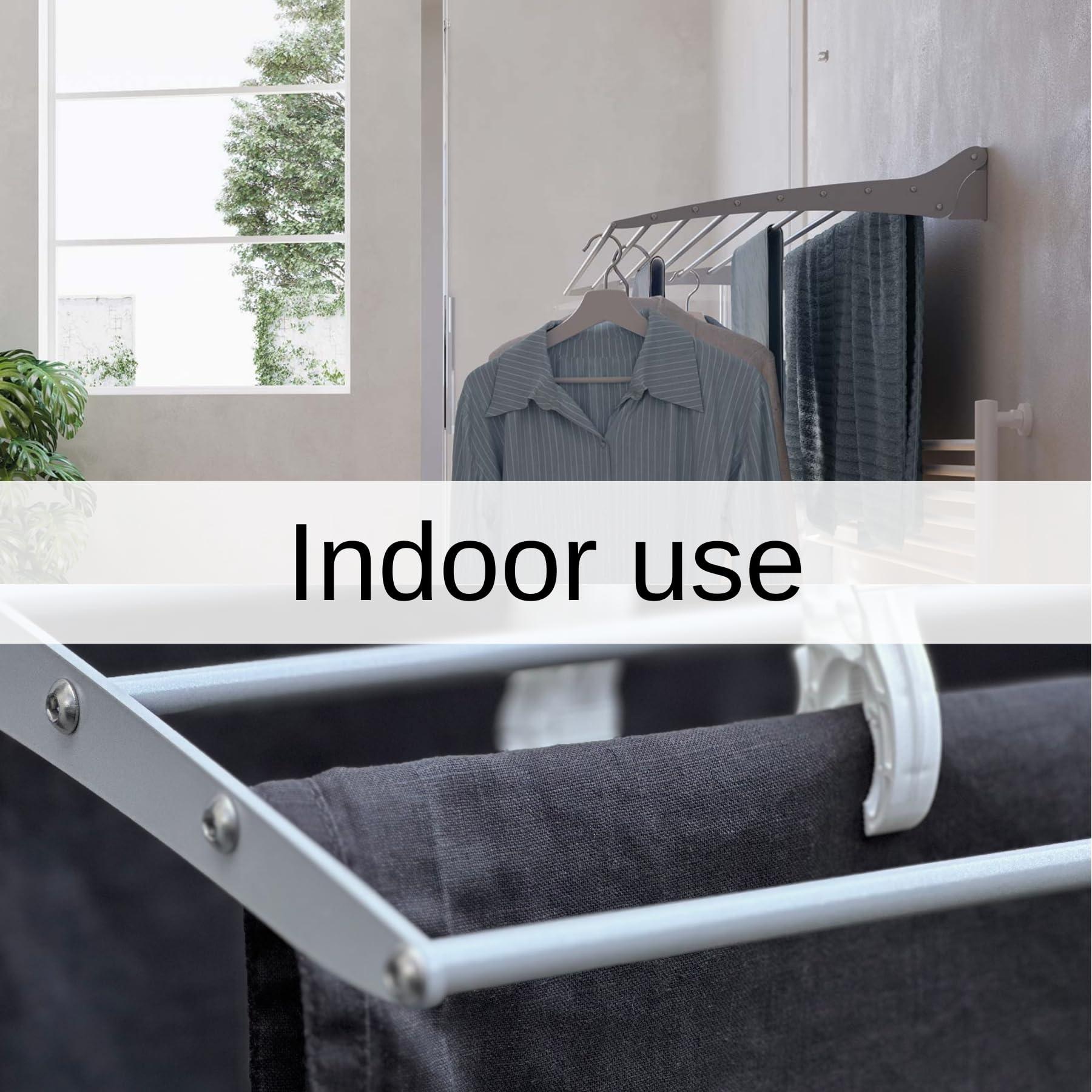 foxydry foxydry Fold, Wall-Mounted Clothes Drying Rack, Vertical Folding Indoor Outdoor Clothes line in Aluminium Steel (120 cm)