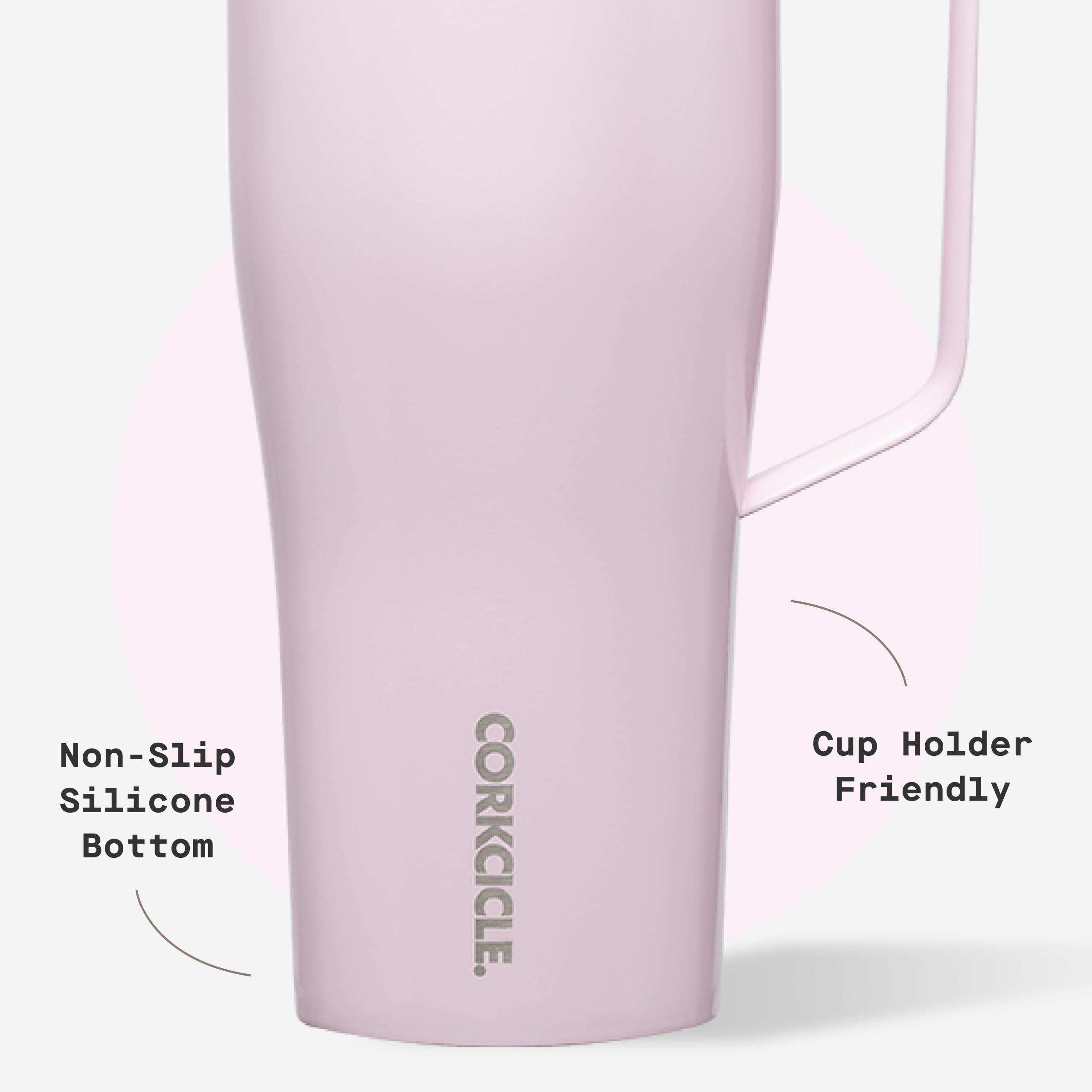 Corkcicle Corkcicle Cold Cup XL Insulated Tumbler with Handle, Lid, & Straw, Powder Puff, 30 oz Reusable Cupholder Friendly Water Bottle Keeps Drinks Cold 12hrs