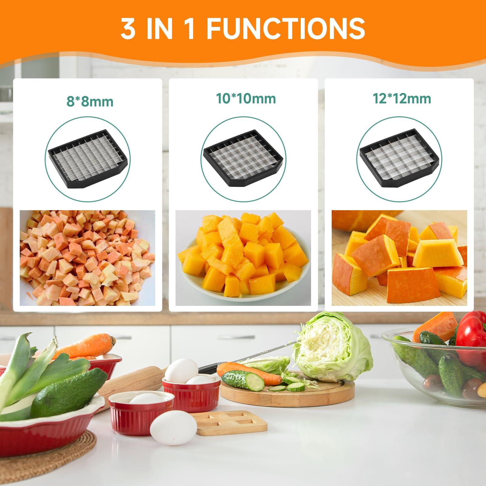 Treliamd Treliamd Electric Chopper Vegetable Dicer, 3 in 1 Commercial Vegetable Slicer Shredder, Automatic Potato Onion Carrot Dicing Cube Cutting Machine Vegetable Chopper for Commercial Home Use