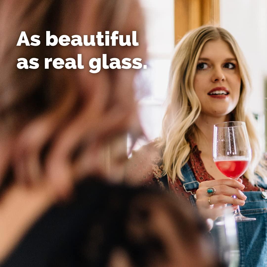 TaZa Outdoor Plastic Wine Glasses With Stem (12oz) | Unbreakable Tritan Stemware by TaZa | For Travel, Pool, Camping, Beach, Picnic, Everyday Use | Dishwasher Safe | Set of 4