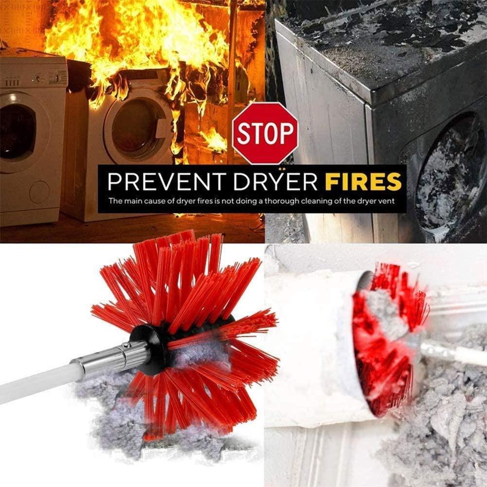 LIYUN chimney sweep kit Duct Vent Cleaning Set, Chimney Brush Rod Sweep Sweeping Brush Set Dry Duct Kit Lint Remover , Chimney Kit, (1 Brush Head+ 6/9/12/15 Rods/Use With Or Without Power Drill),9 Rods ( Co