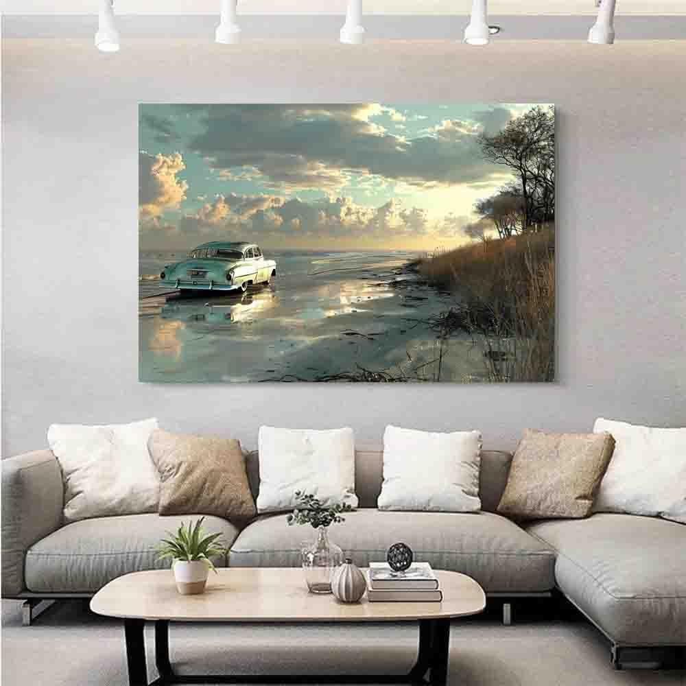 LWZBBGSL LWZBBGSL a car parked on the shore,wall decor for bedroom,for Bedroom,12x16inch