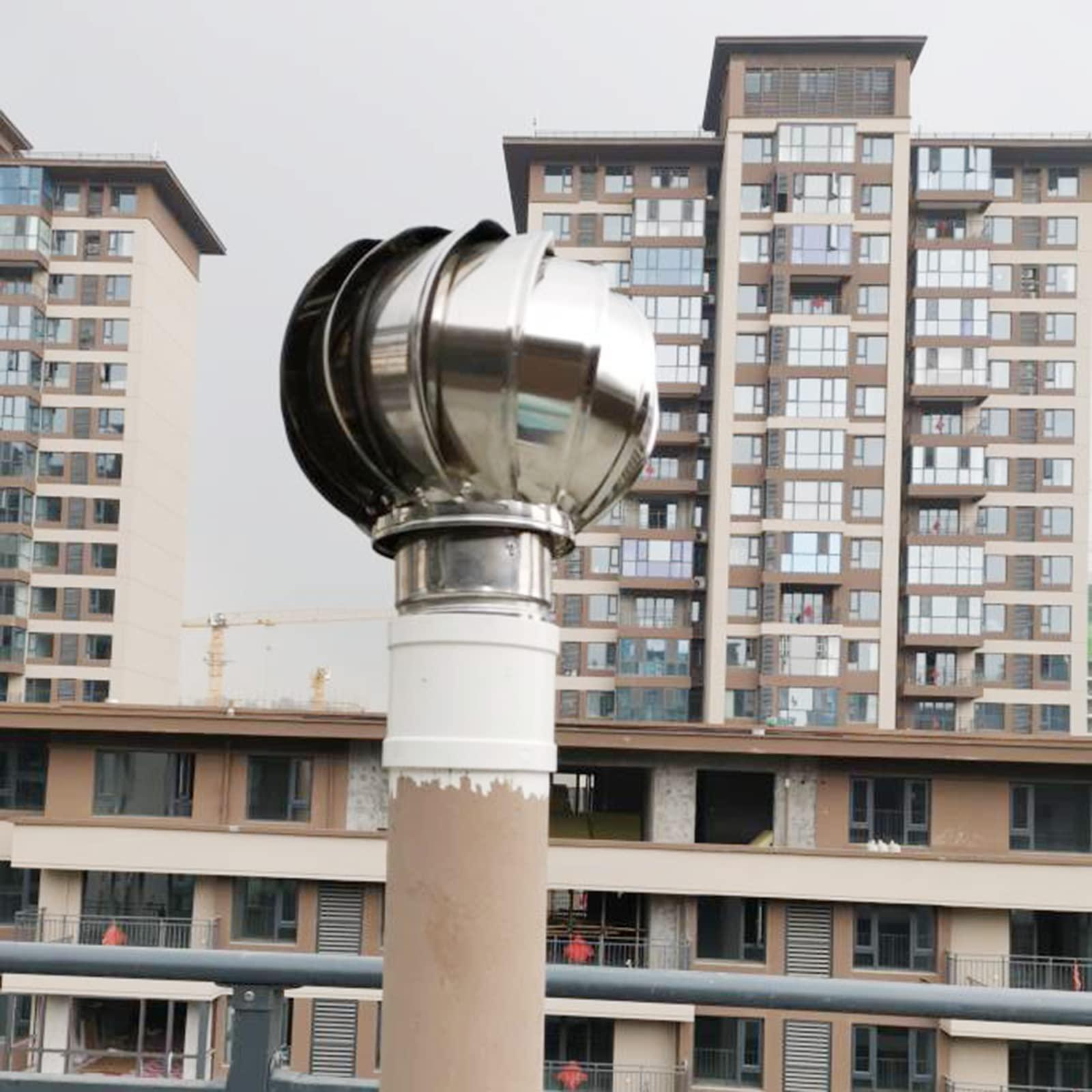 FEIYIQINGSHE FEIYIQINGSHE Rotating Chimney Cowl,Ventilation Chimney Cowl,Waterproof Turbine Ventilator Cover,Stainless Steel Cowl Guard Spinner Anti Downdraught Top All Purpose Chimney Cowl(100-500Mm),110mm