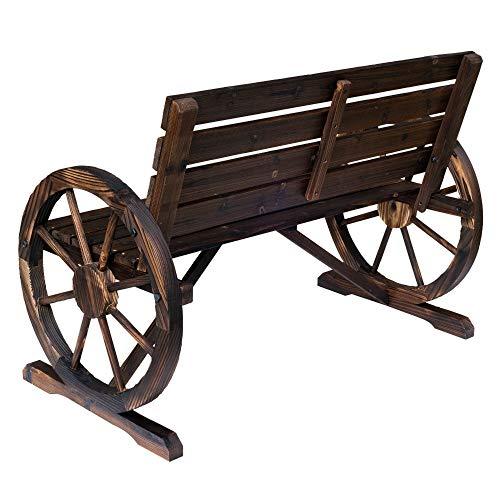 Unknown Wagon Wheel Bench Garden Chair Loveseat Wooden Accent Outdoor Garden