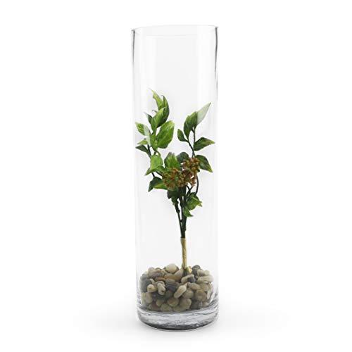 WGVI WGVI Quality Thick Weighted Tall Clear Cylinder Glass Vases, 4\" W x 14\" H, Flower Arrangement Floating Candle Holders Wedding Centerpieces Floral Container Home Decor, Bulk Wholesale, 12 Pcs