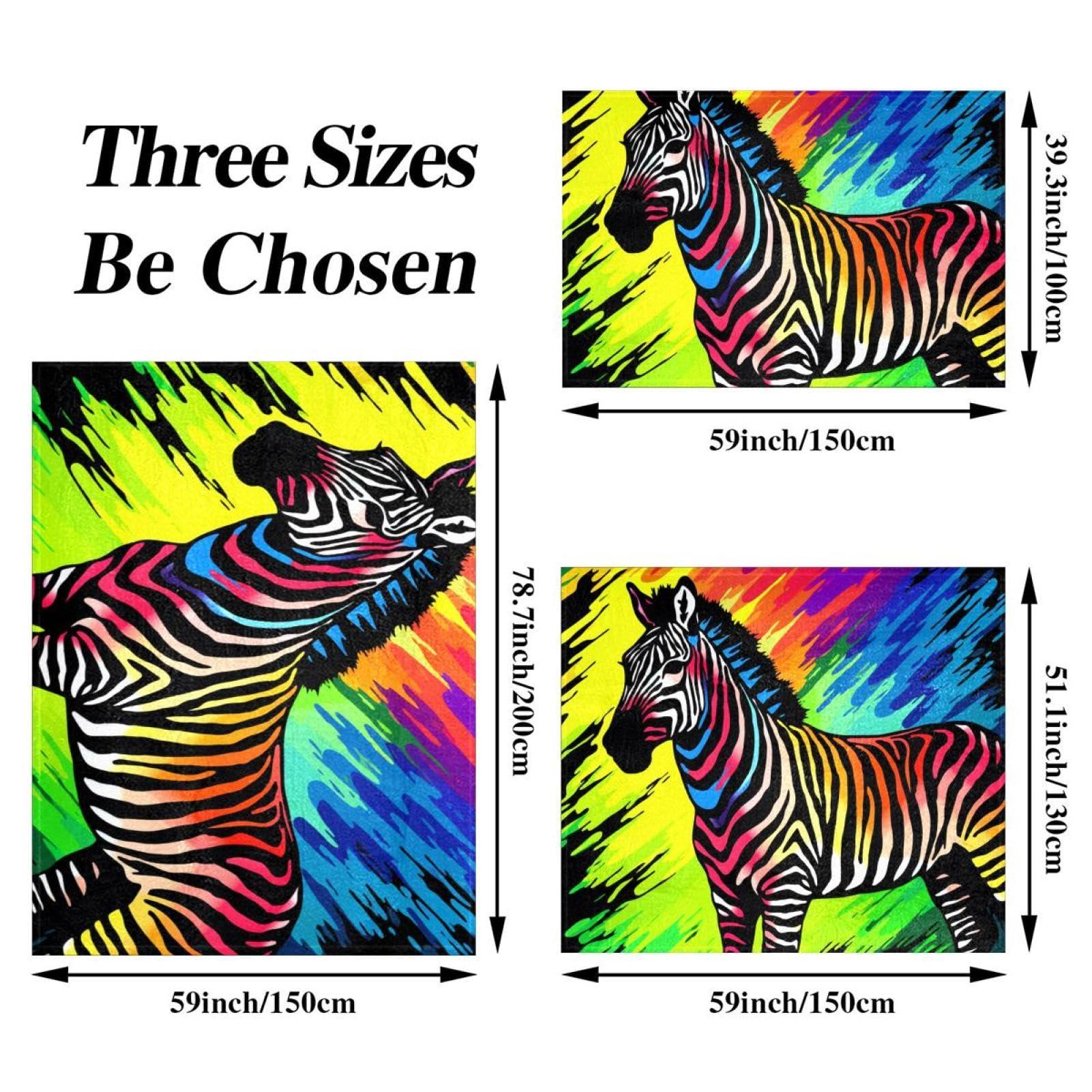 YTYVAGT Throw Blanket,Soft Blankets and Throws,Colorful Rainbow Zebra Print,59x39.3 in