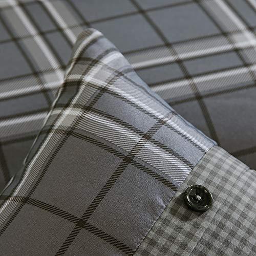 Intelligent Design Intelligent Design Daryl 5 Piece Plaid Print All Seasons Comforter Set, King/Cal King, Grey - Ultra Soft Microfiber Teen Bedding
