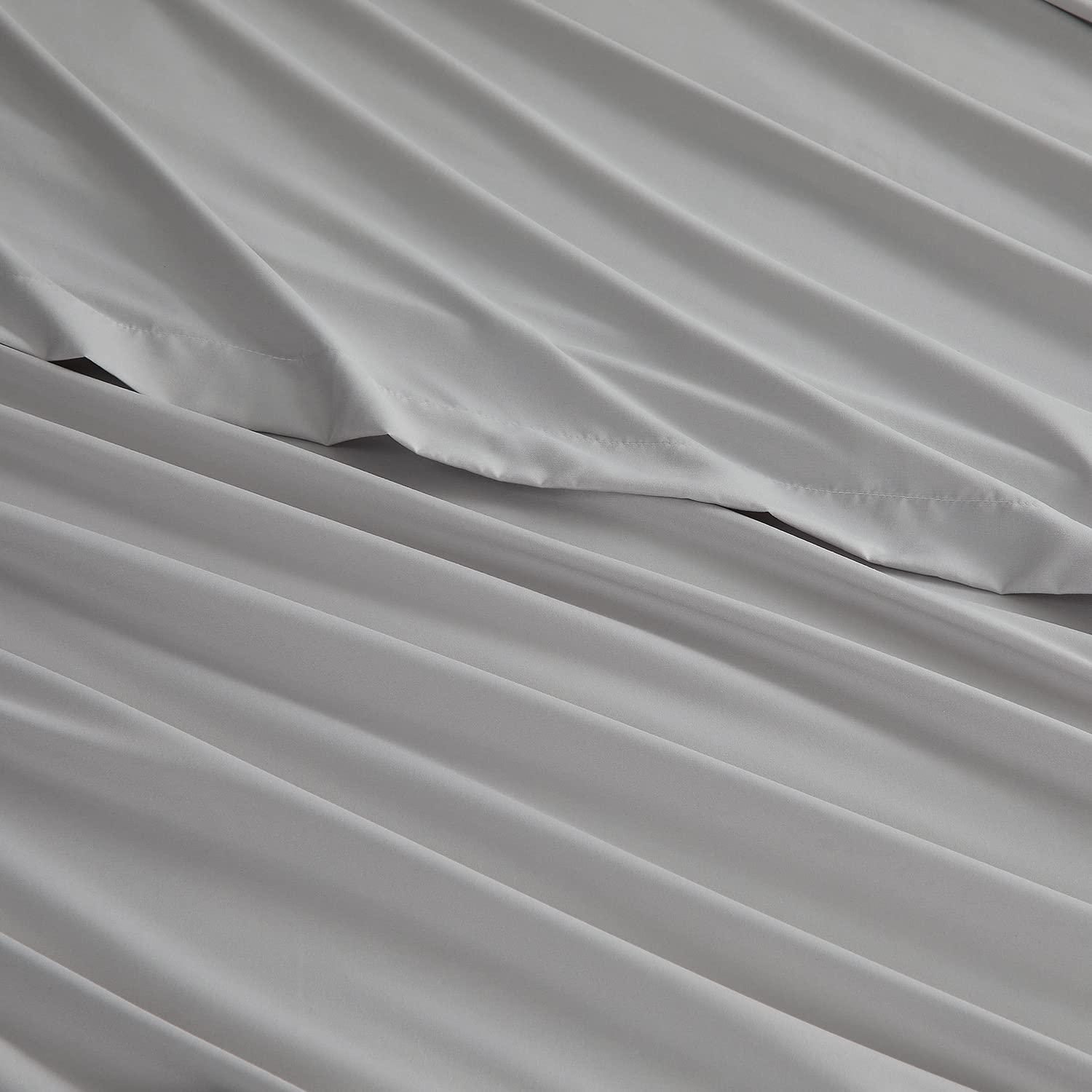 Nestl Nestl Split King Sheets for Adjustable Beds - 5 Piece Split King Sheets Set, Deep Pocket, Hotel Luxury, Extra Soft, Breathable and Cooling, Light Grey Split King Bed Sheets