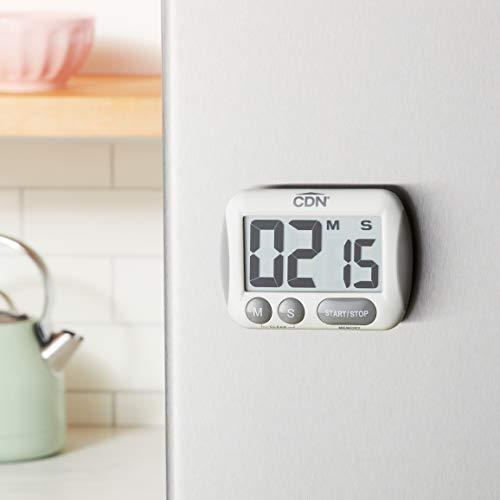 CDN CDN TM15 Big Timer | Counts Up & Down, 100 Minutes & Seconds, Extra-Large Digits, Loud Alarm, Stand, Hang, Magnet Mounting, Perfect for Batch Baking, 1, White