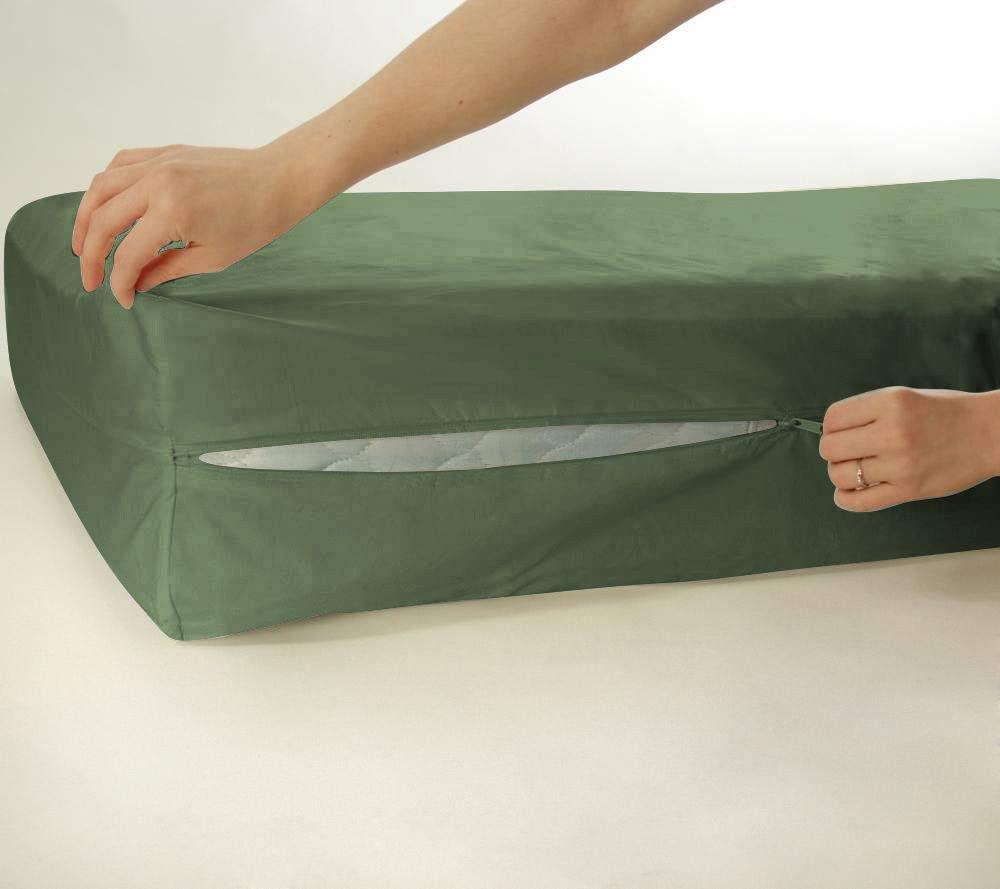 Kings Loft Kings Loft 100% Egyptian Cotton Zipper Mattress Cover, 1000 Thread Counts, 10 Inch Deep Pocket Cal King Size, Solid Moss Zipper Around The Mattress