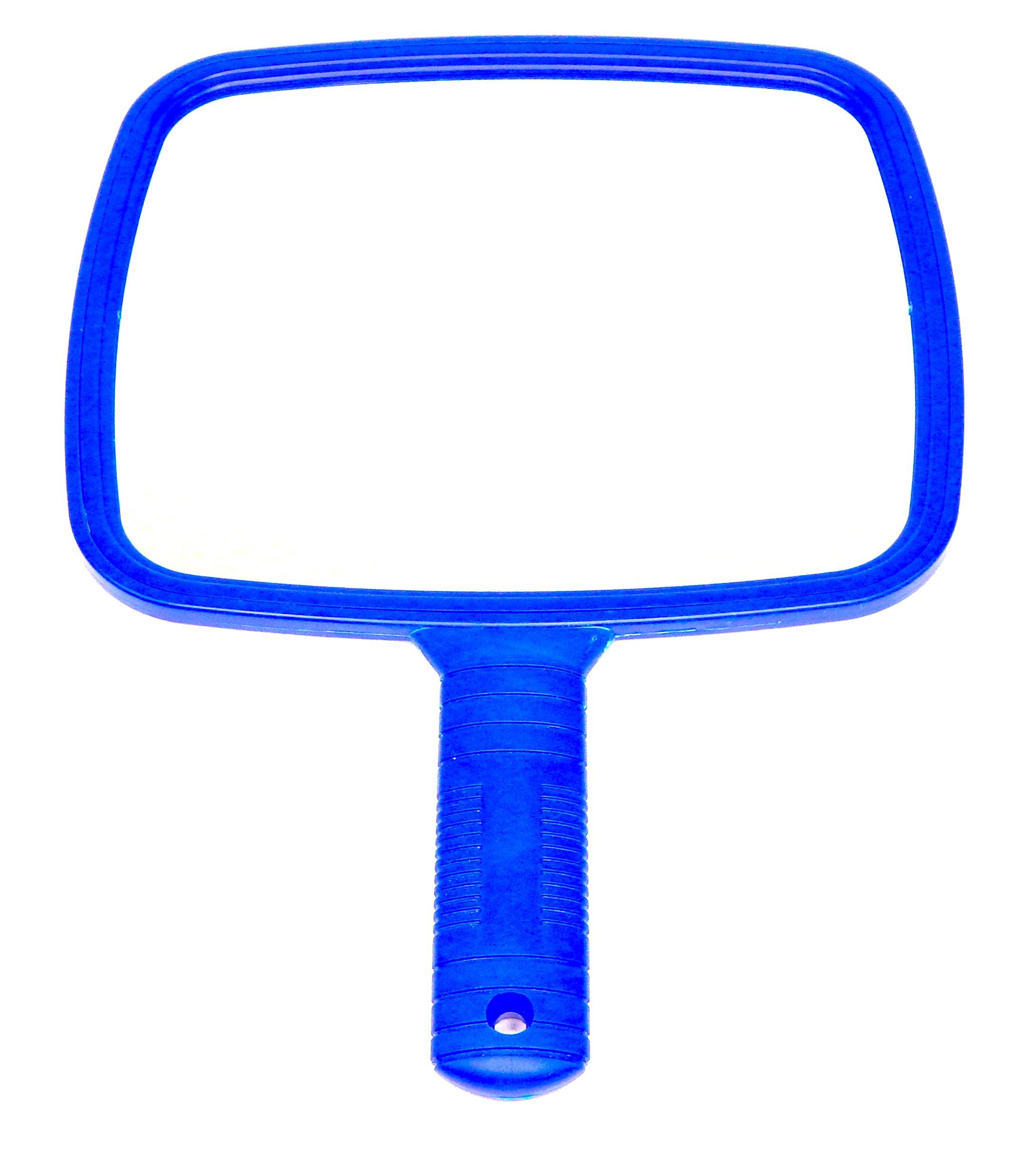 Beauty Headquarters Large TV Salon Barber Hand Cosmetic Makeup Hair Stylist Mirror 7" X 8" Blue