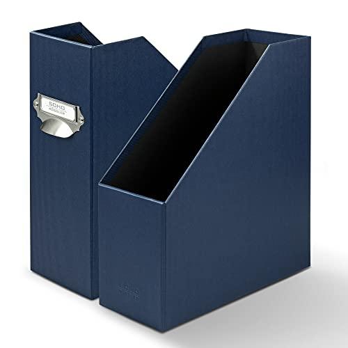 Rssler Papier Rssler SOHO 115mm A4 Magazine Box with Handle and Index Holder - Navy Blue