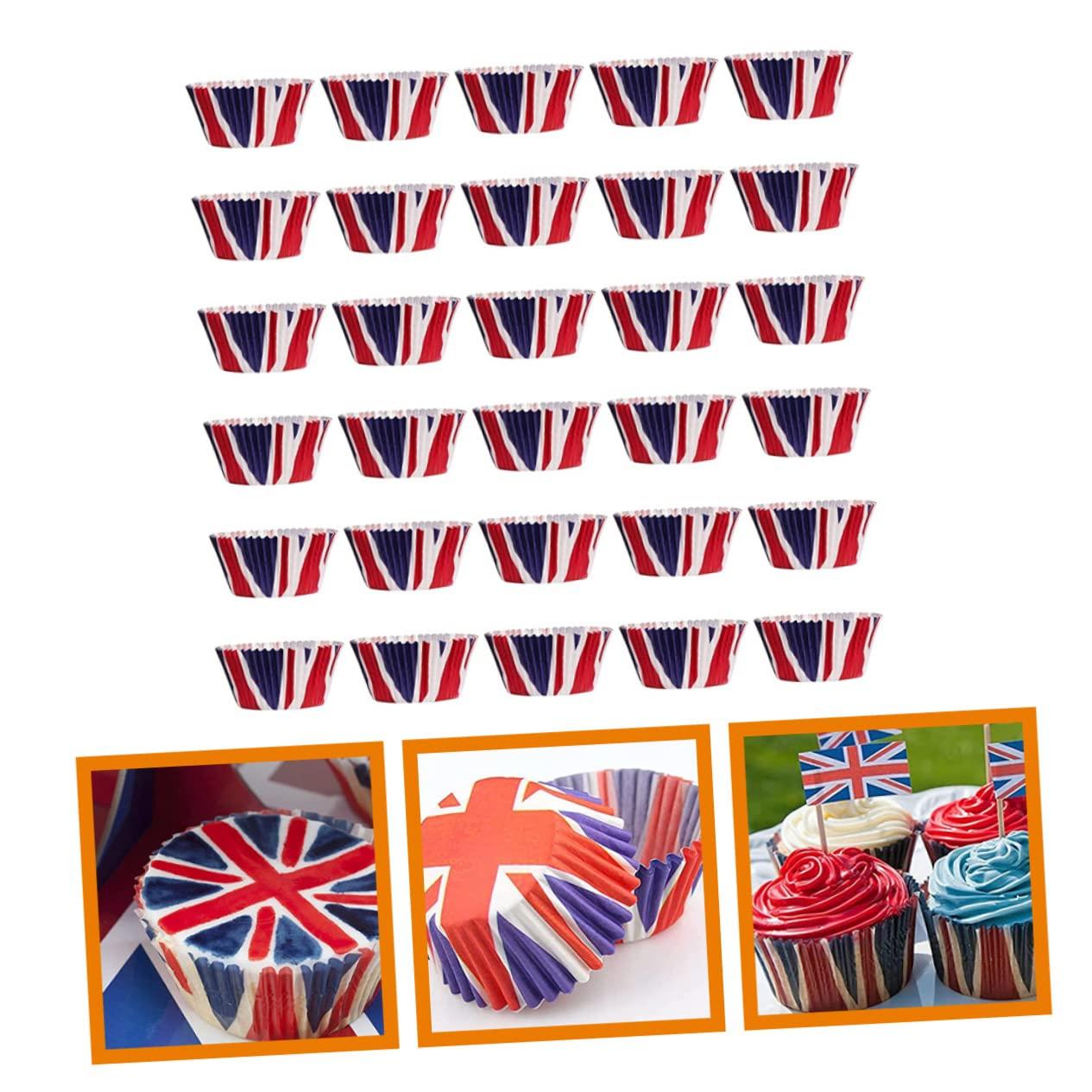 CATIEBYE CATIEBYE Heatproof 200pcs Union Jack Cake Cups British Flag Baking Muffin Cases Paper Liners for Baking Snacking