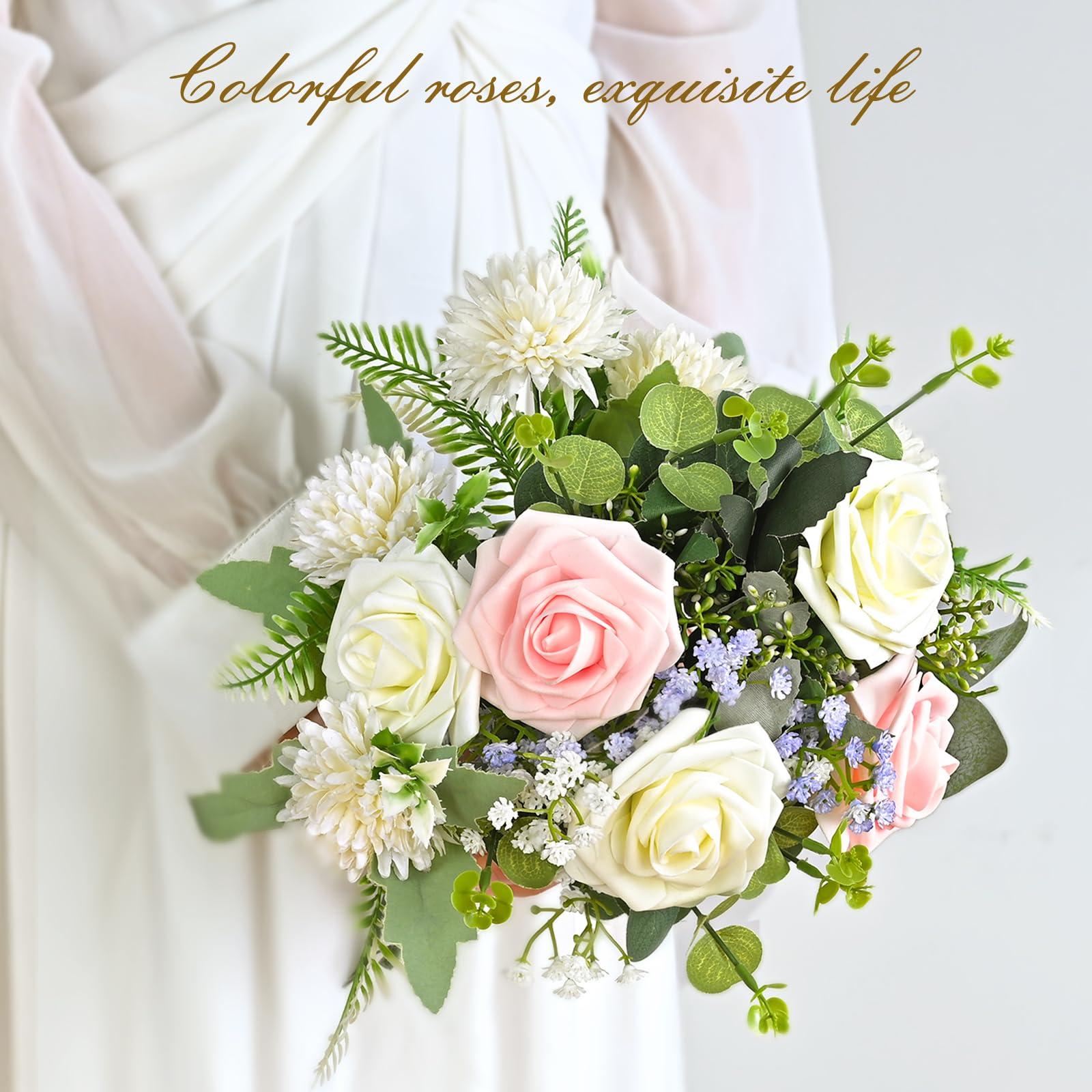 BLEUM CADE BLEUM CADE 36Pcs Artificial Flowers Fake Roses with Stems, Pink Boxed Foam Roses for DIY Bouquets Centerpieces Wedding Party Arrangement Bridal Shower Decor