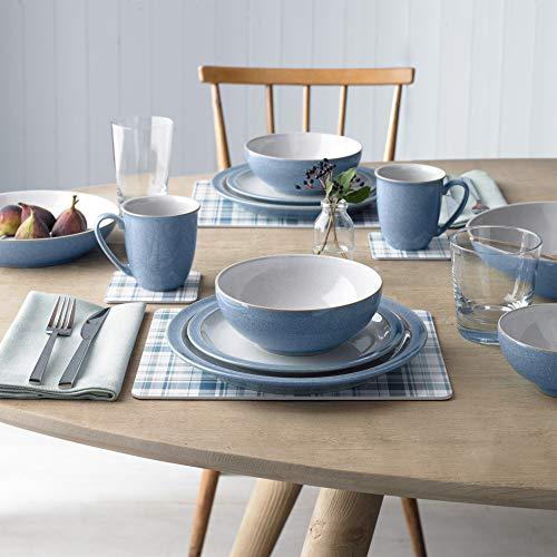 Denby Denby Dinnerware Set, Stoneware, Blue, 4 Pieces