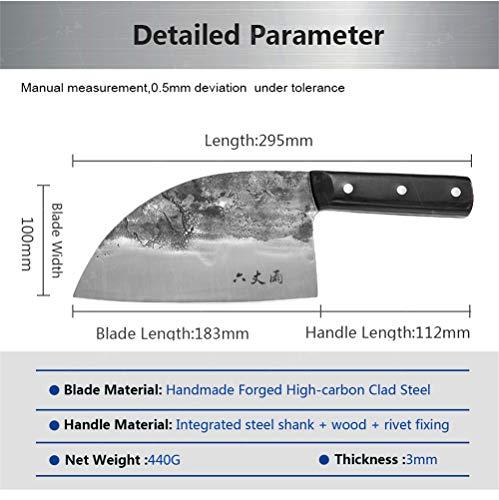 LIUZHANGYU Professional Chinese Traditional Forged Butcher Knife Chef Knife Kitchen Knife Sharp Blade Cleaver Slicer Full Tang Slaughtering Knife Chef's Meat Cleaver High Manganese Steel Hardness Forged Manual K
