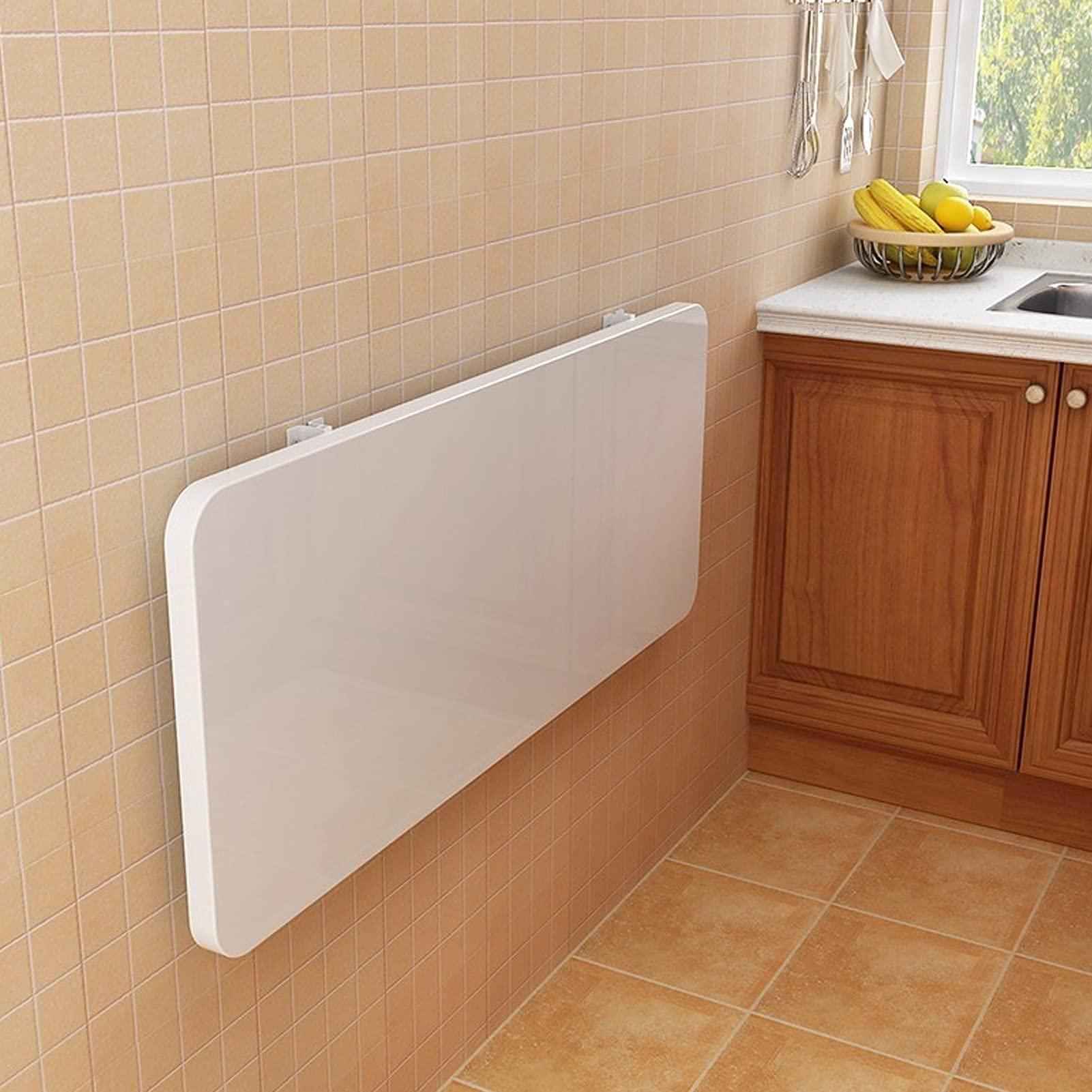 LZXH LZXH Wall-Mounted Table White Folding Table Computer Desk Wooden Foldable Wall Table for Kitchen Dining Table Small Space Saving Multi-Size Optional Fold-Down Desk (Size:10040cm) Folding Desk