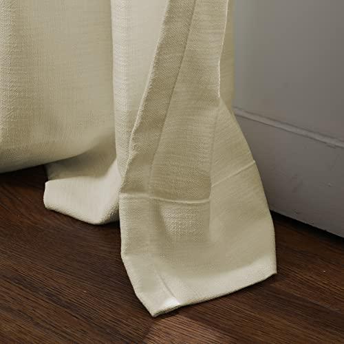 TWOPAGES TWOPAGES Ivory White Cotton Curtains - 84 Inch Long, Light Reducing Pinch Pleat for Dining Room, Natural Linen Textured Window Curtain (1 Panel, 52 x 84 Inches)