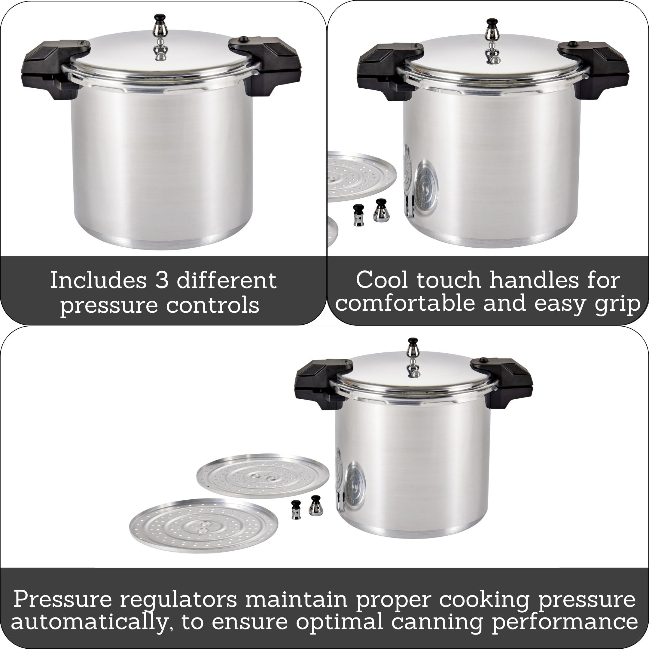 Mirro Mirro - 7114000221 Mirro 92122A Polished Aluminum 5 / 10 / 15-PSI Pressure Cooker / Canner Cookware, 22-Quart, Silver