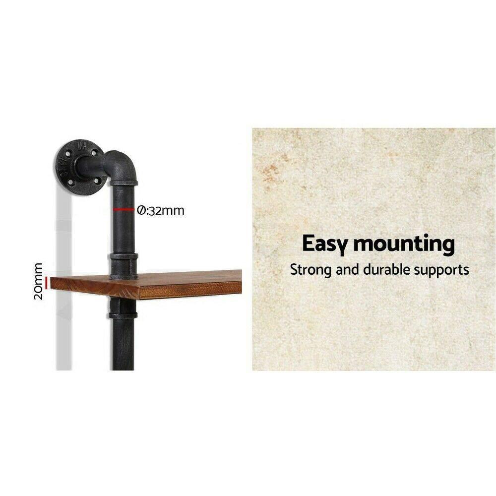 LOKKHAN LOKKHAN L:36-Inch Industrial Pipe Shelves,Wall Mounted Metal Pipe Wood Shelf,Rustic Pipe Ladder Bookshelf Bookcase,DIY Open Pipe Shelving