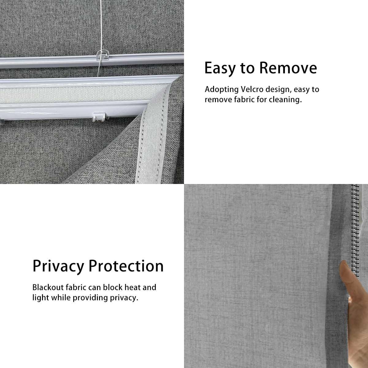 getopblinds Roman Shades Custom Size Blackout Roman Blinds for Windows, Thermal Insulated Heat Blocking Room Darkness Window Blinds & Shades, Linen Textured Blinds for Home Office, 59" W x 70" L, Grey-Blackout