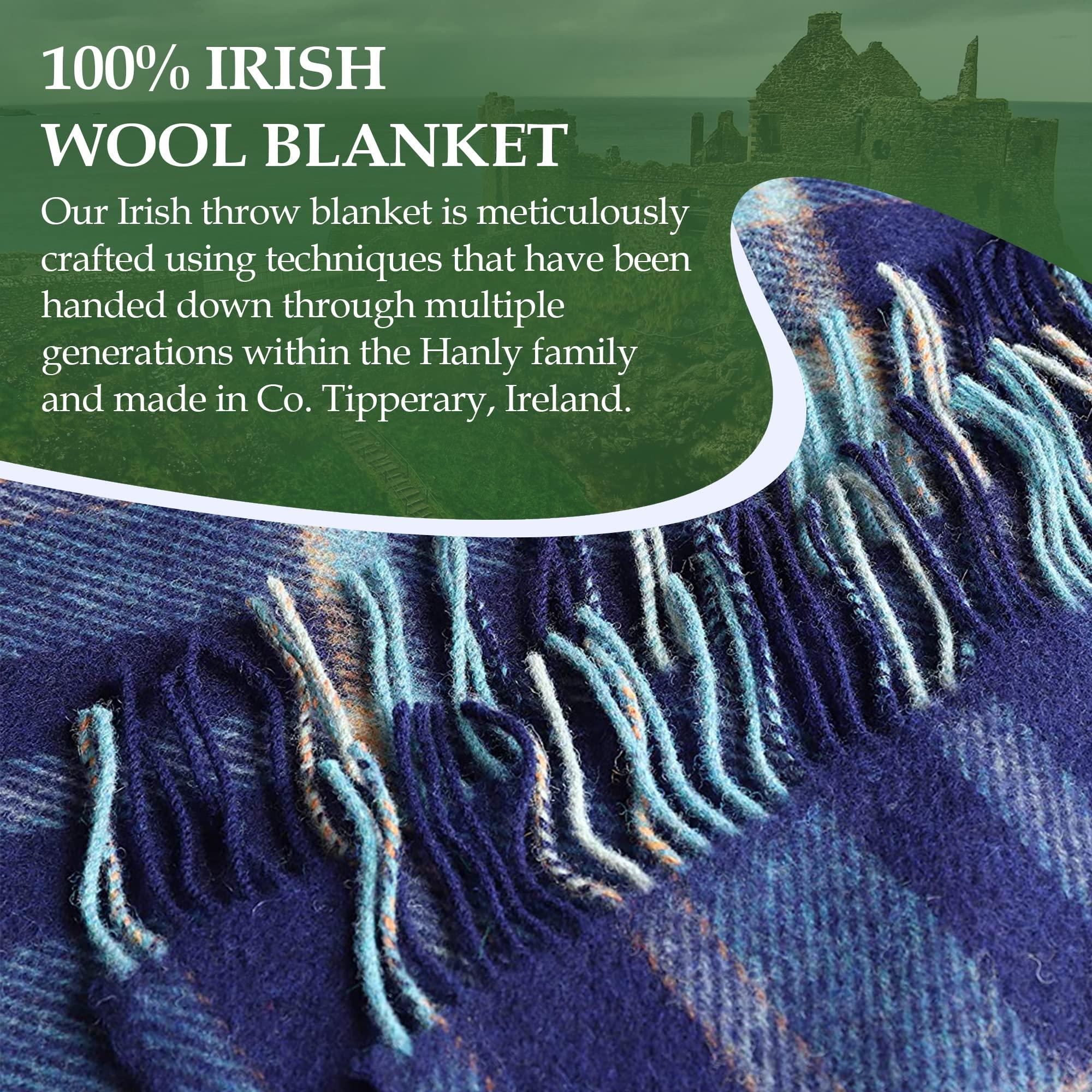 Biddy Murphy Genuine Irish, 100% Wool Throw & Toss Blanket, Traditional Plaid Print, Soft Warm Heirloom Quality Lambswool, Imported from Ireland, 54\" x 72\" Inches, Purple