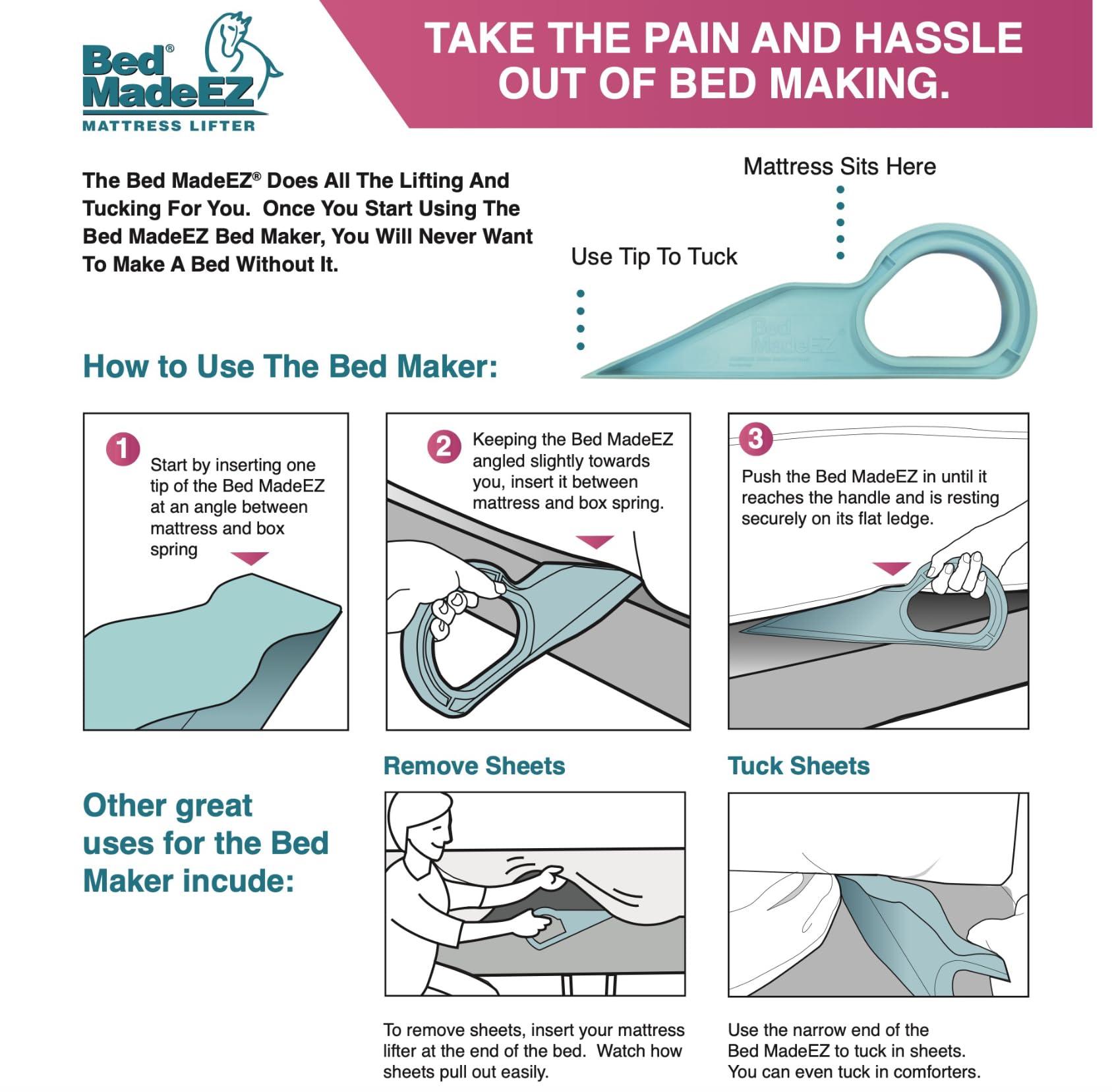 Bed MadeEZ Bed MadeEZ Mattress Lifter & Bed Maker Tool for Changing Sheets| Patented & Made in USA| Lifts and Holds The Mattress, Tucks Sheets, Removes Sheets, Bed Skirts and More.