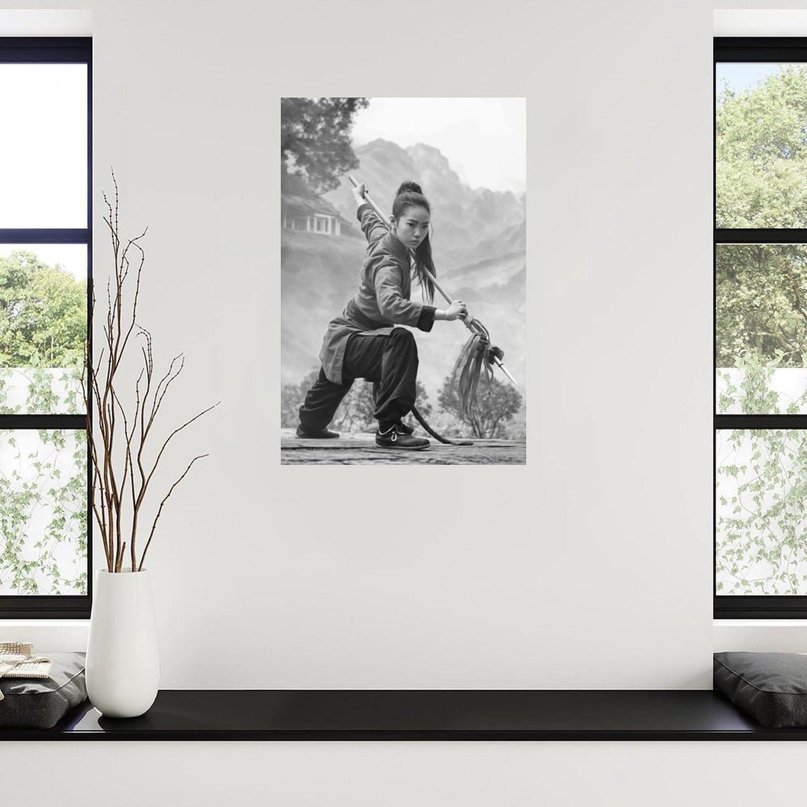 CCEIDD Chinese Kung Fu Girl Poster Emei School Marksmanship Poster (5) Canvas Painting Posters And Prints Wall Art for Living Room Bedroom Decor 24x36inch(60x90cm) Unframe-style