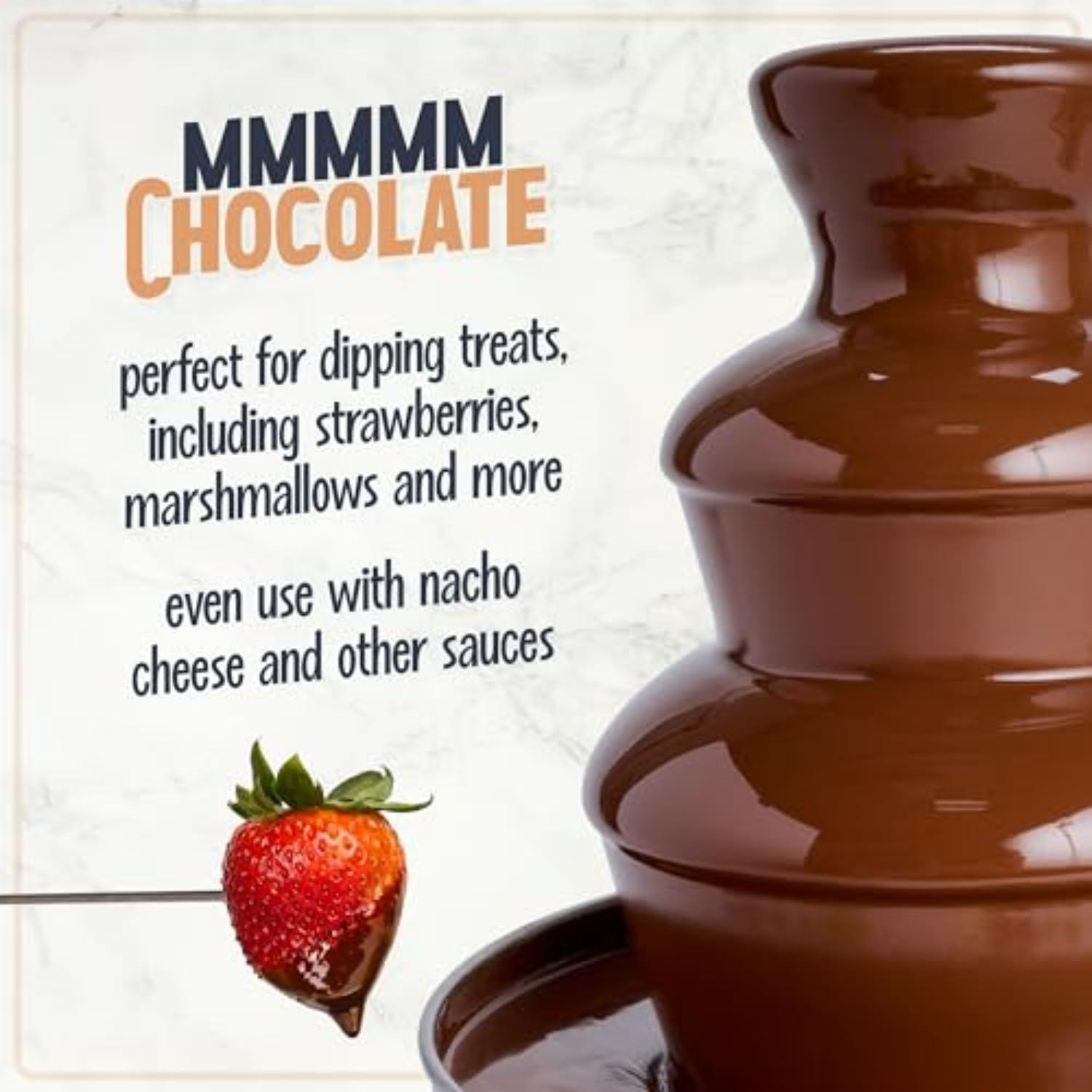 Nostalgia Nostalgia 3 Tier Electric Chocolate Fondue Fountain Machine for Parties - Melts Cheese, Queso, Candy, and Liqueur - Dip Strawberries, Apple Wedges, Vegetables, and More - 24-Ounce - Black, Small