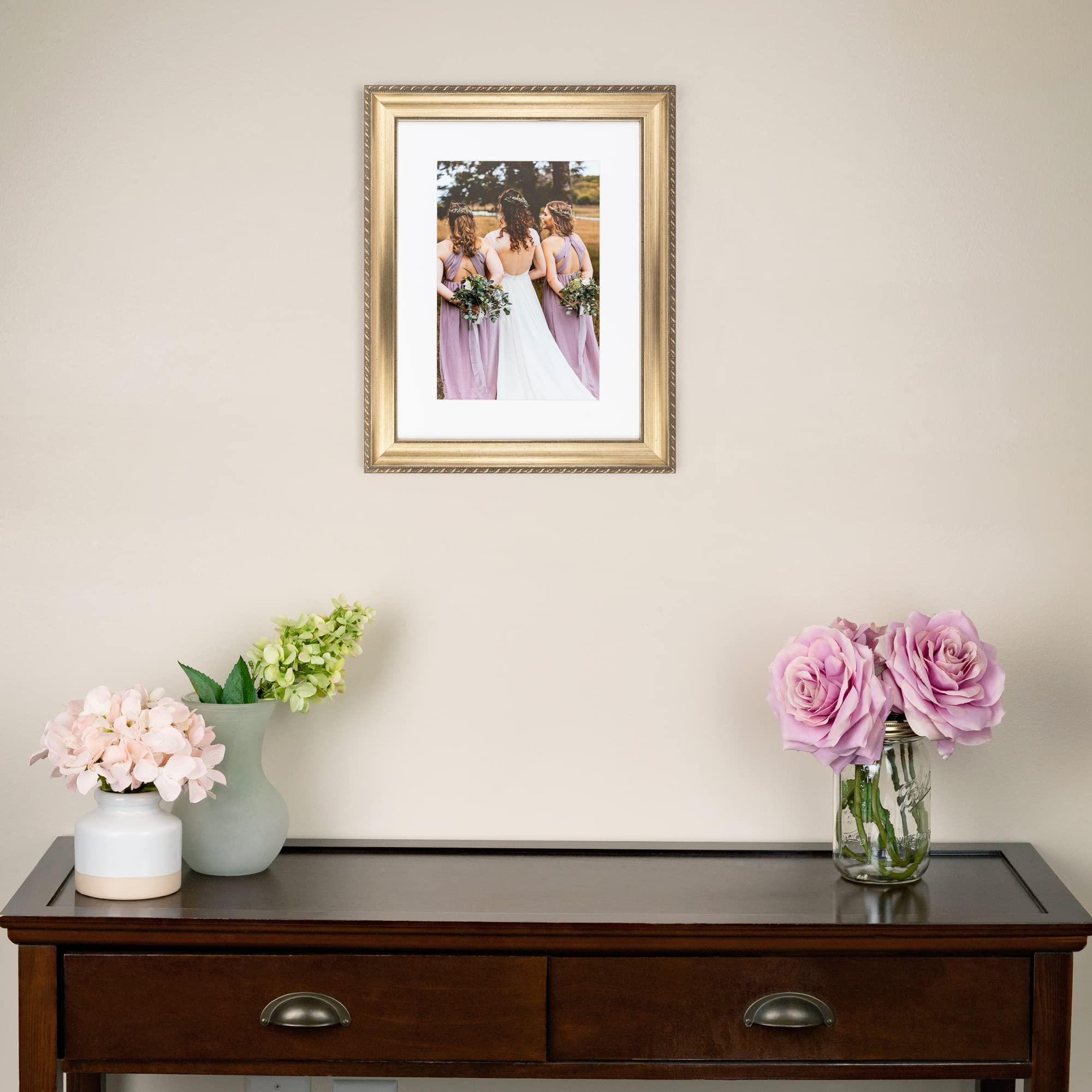 DMNSDD Double Sided Makeup Mirror with Lights and Magnification, 8 inch Brass Bathroom Wall-mounted LED Vanity Mirror, 360 Swivel Extendable Mirror,Rose gold,10X