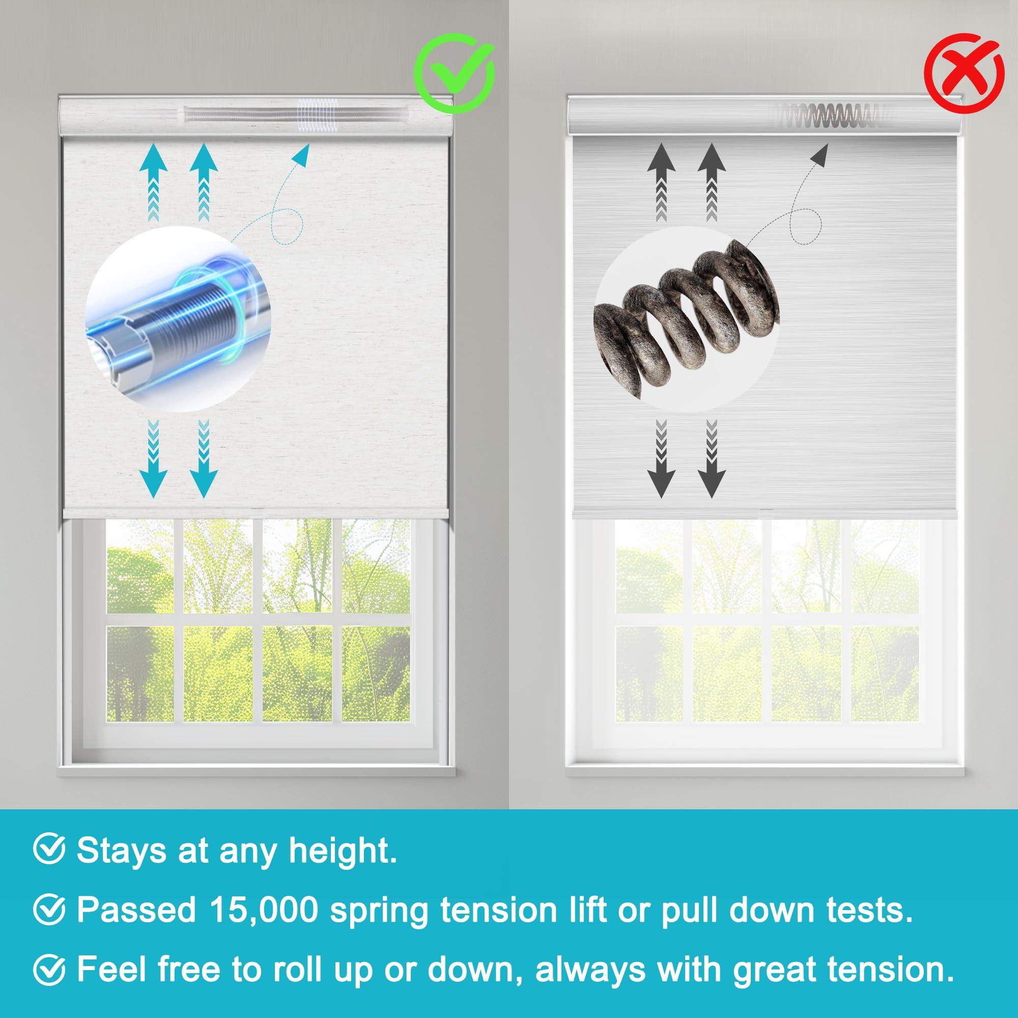 Sulugood Sulugood Roller Shades for Windows Light Filtering Roller Blinds with Cassette Valance Cordless Window Blinds Jacquard Thermal Insulation Energy Saving Shades for Home Door,Gray,21" W x 72" H