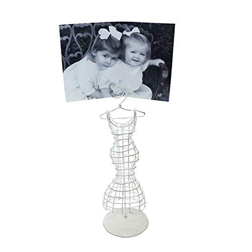 MY SWANKY HOME MY SWANKY HOME Elegant White Iron Wire Hourglass Dress Form Set 2 Jewelry Photo Holder 11 in