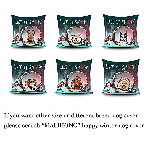 MALIHONG MALIHONG Happy Winter Dog Lover Throw Pillow Cover Cute Peeking Dog Chihuahua Let it Snow Christmas Pillowcase for Sofa Bed Home Decorative 16x16 Inch