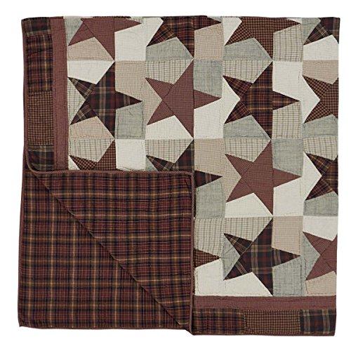 VHC Brands VHC Brands Abilene Star King Quilt 110Wx97L Country Patchwork Design, Burgundy