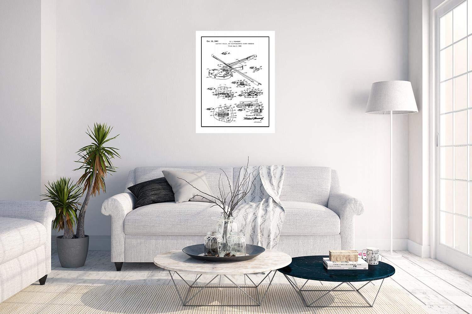 Frame a Patent Electric Violin, And Electromagnetic Pickup Therefor Patent Print Black Ink on White with Border (20\" x 24\") M11957