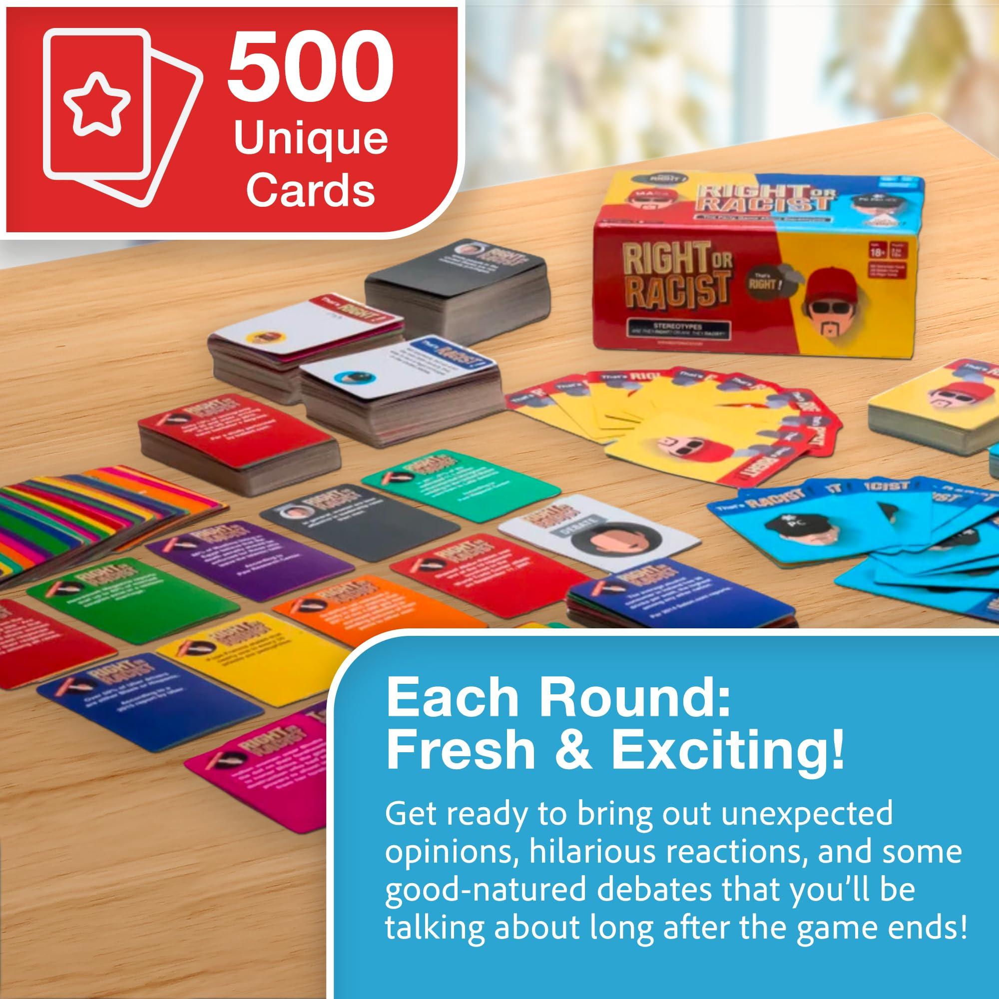 Right Or Racist Right or Racist, Card Game, Gag Gift with Hundreds of Trivia and Debate Cards, Funny Gag Gifts for Secret Santa or White Elephant, Games for Men and Women, 3 to 10+ Players