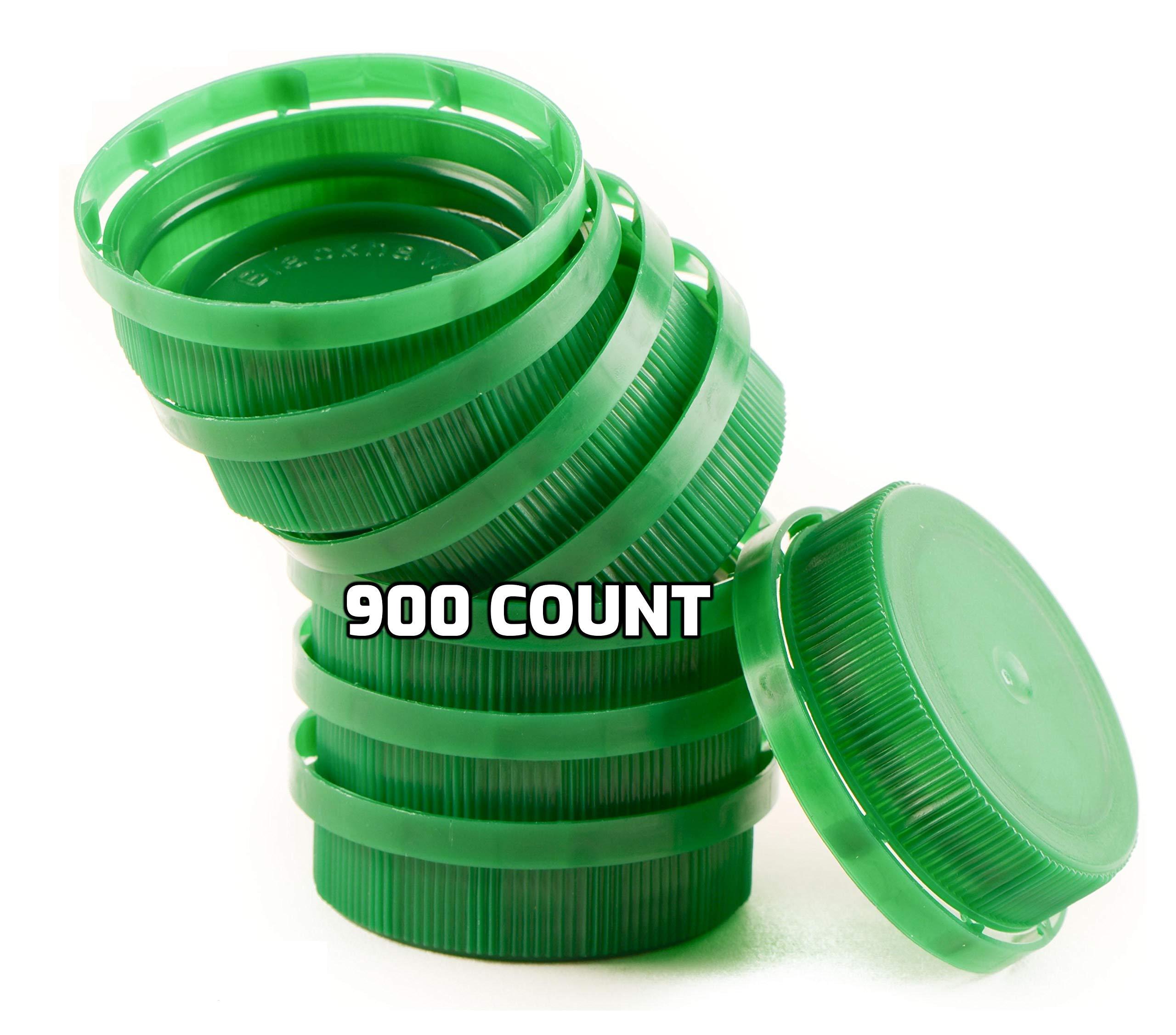 EcoQuality [900 PACK] 38MM Green Tamper Evident Ratchet Caps/Lids for Empty Foggy Plastic Juice Bottles by EcoQuality