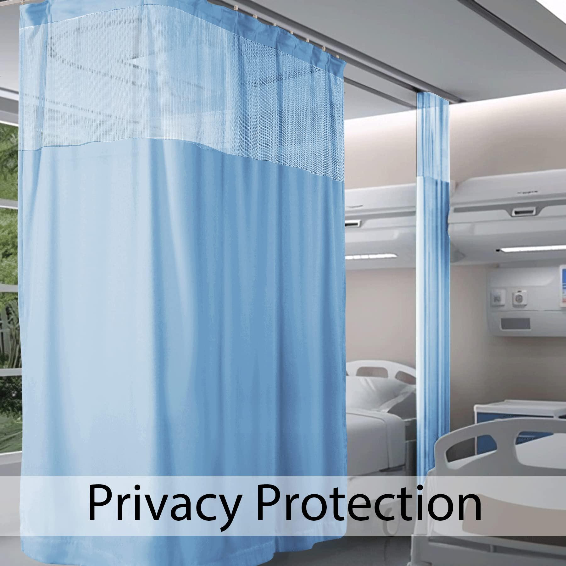 Fcosie Fcosie Extra Wide 15ft Wide x 8ft Tall Hospital Room Divider Curtain, Medical Grade Privacy Curtain with Mesh Top, Hospital Bed Divider Curtain, Flat Hooks Hanging Cubicle Curtains, 1 PC, Blue