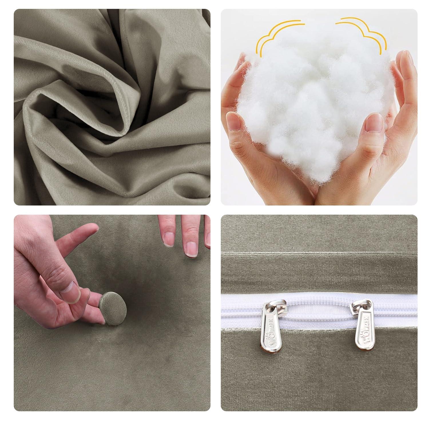 WOWMAX WOWMAX Rectangular Headboard Pillow Bolster Pillow for Bed Back Rest Pillow for Sitting in Bed Daybed Pillows Back Support Pillow for Bed Reading Pillow Velvet(100% Cotton) Light Tan King