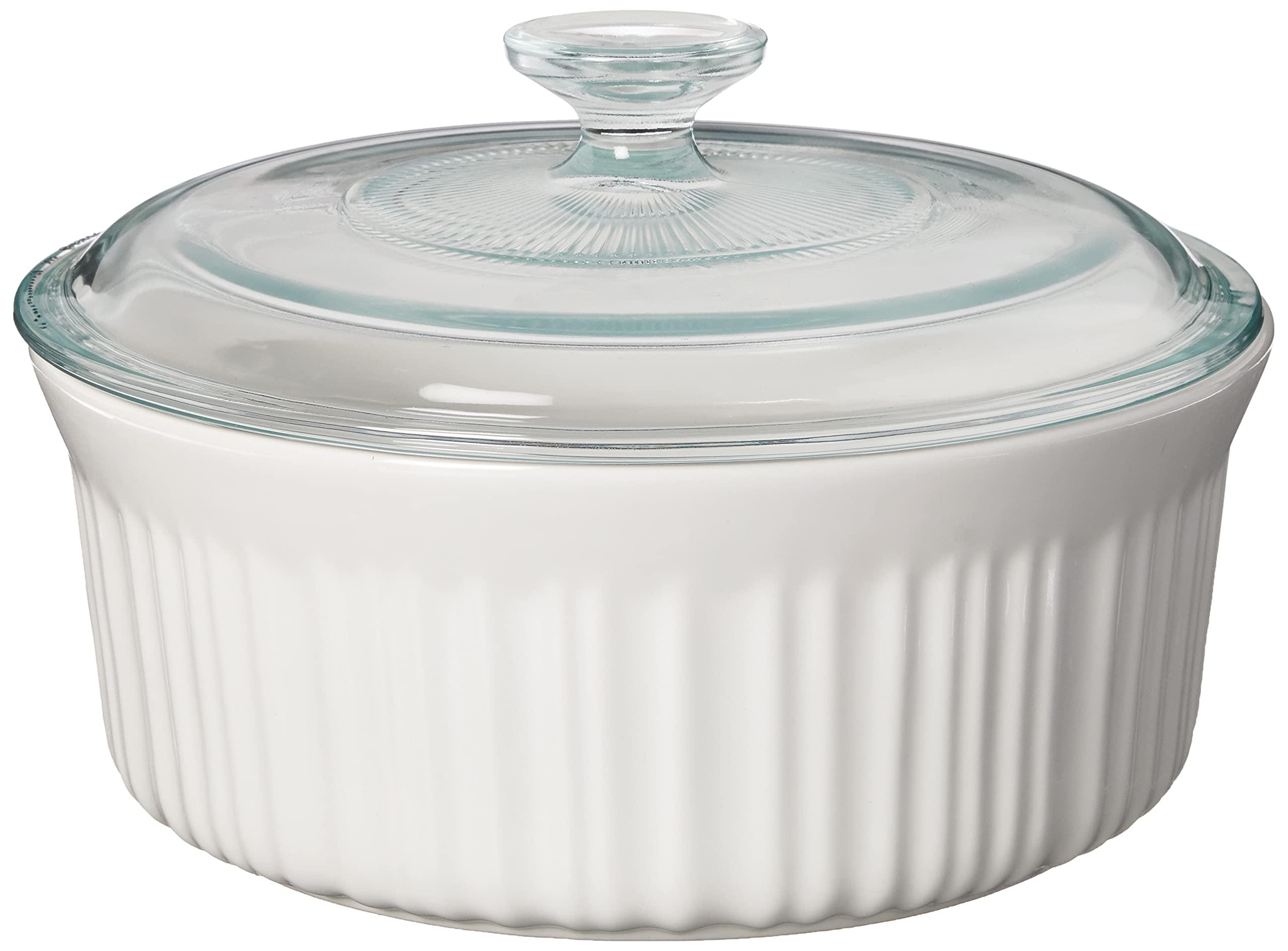 CorningWare CorningWare French White 7-Pc Ceramic Bakeware Set with Lids, Chip and Crack Resistant Stoneware Baking Dish, Microwave, Dishwasher, Oven, Freezer and Fridge Safe