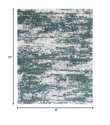 Safavieh SAFAVIEH Berber Shag Collection Area Rug - 9' x 12', Green & Beige, Modern Abstract Design, Non-Shedding & Easy Care, 1.2-inch Thick Ideal for High Traffic Areas in Living Room, Bedroom (BER219Y)