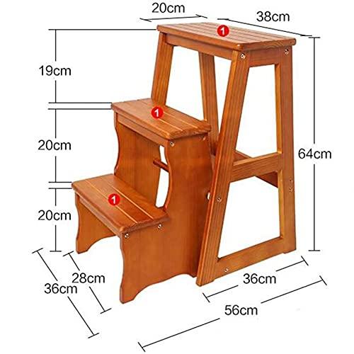 LUNEZY Folding Ladder 3-Tier Step Stool Wood Adult Foldable Bed Steps for High Beds for Adults Standing Shelf Units 300 lb Capacity