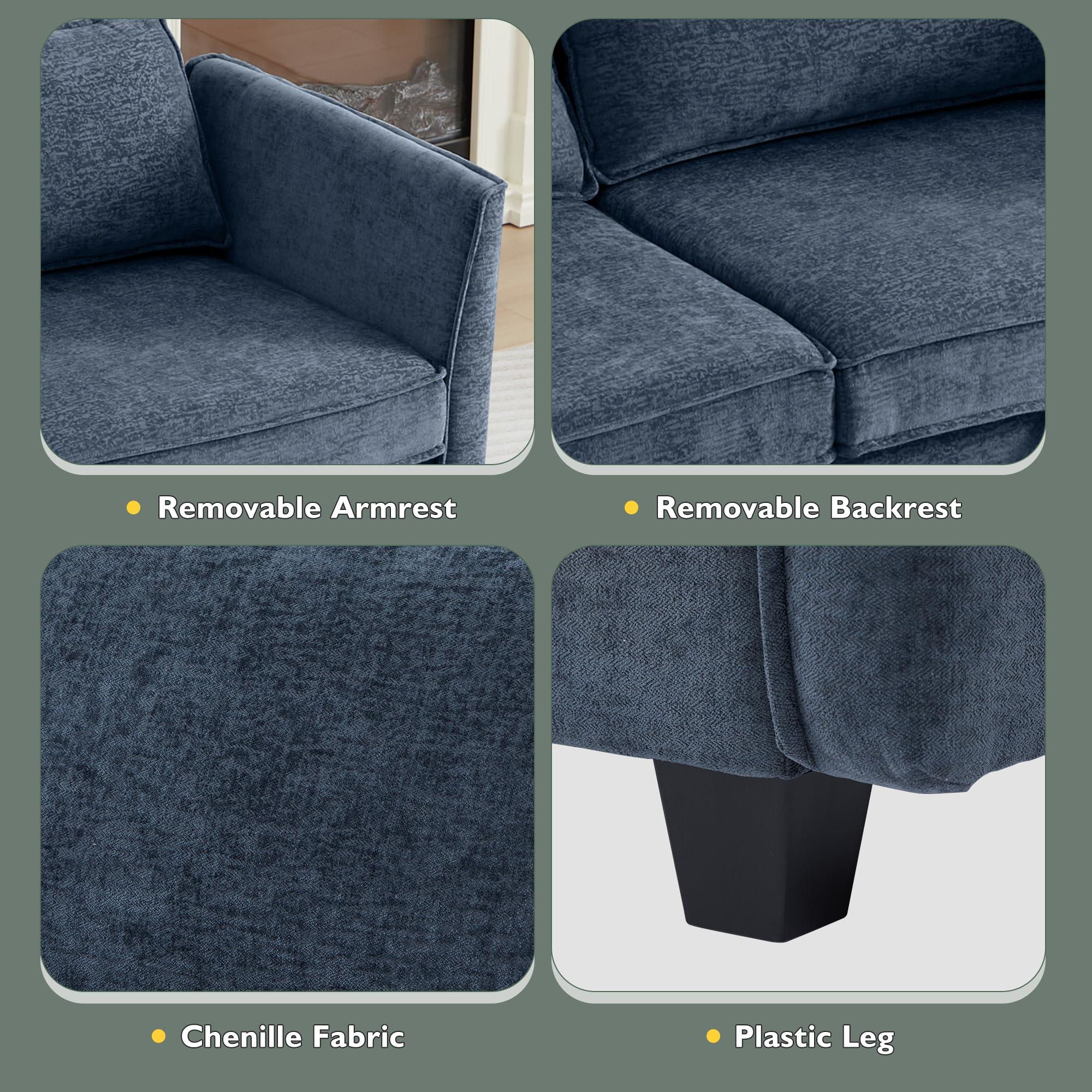 YMXLTD YMXLTD Sectional Couch with Storage, Modular Sectional Sleeper Sofa Cama Moderno Sets for Home Living Room, Lounge Sofa Couch Sectional Convertible for Bedroom, Office - Cloud Couch/Navy Blue Couch