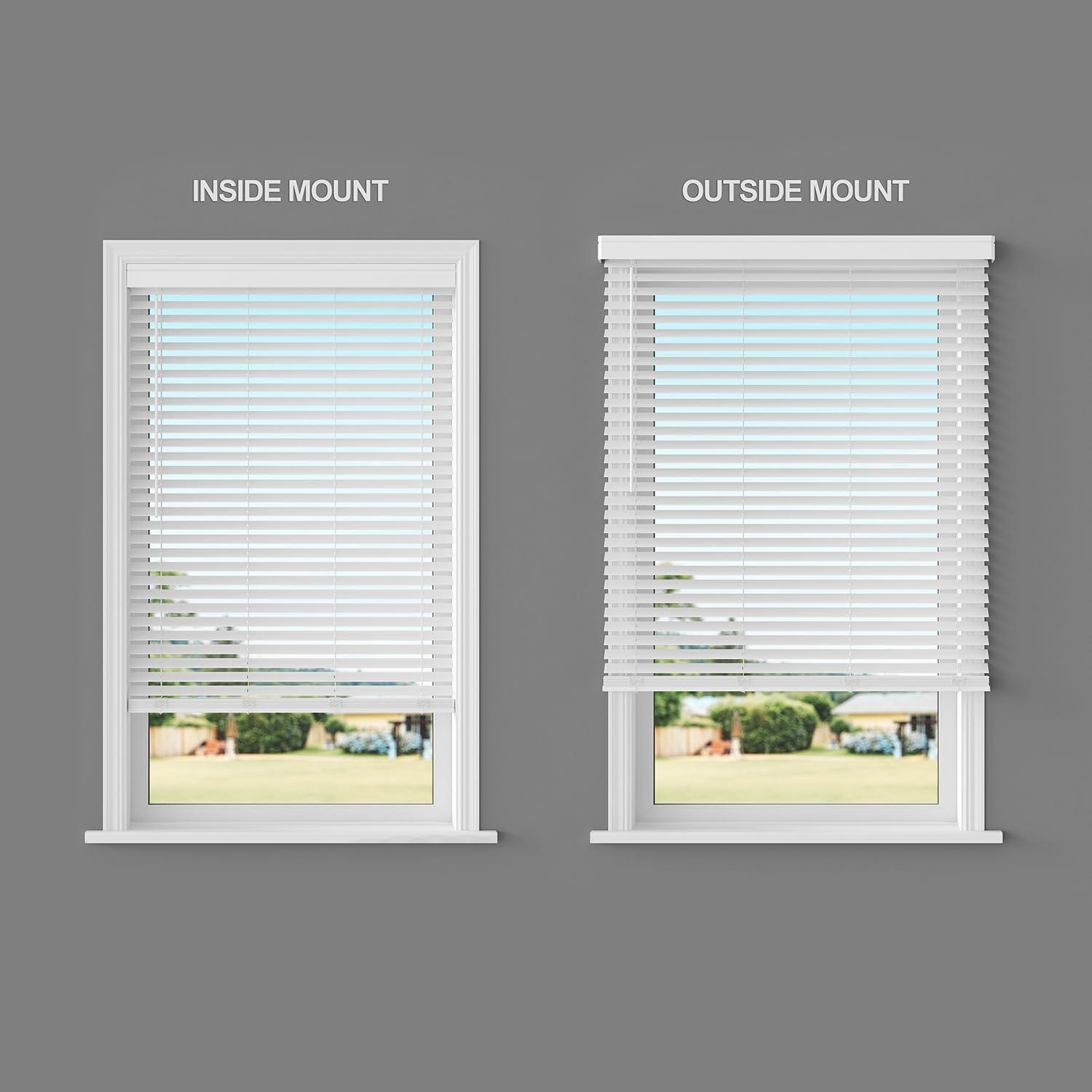 Lumino 2 Inch Cordless Faux Wood Blind with Contemporary Valance - 71.75" W x 48" L - White, Over 900 Custom Sizes Starting at 19.97, Smooth Room Darkening Slats for Interior Windows by Lumino