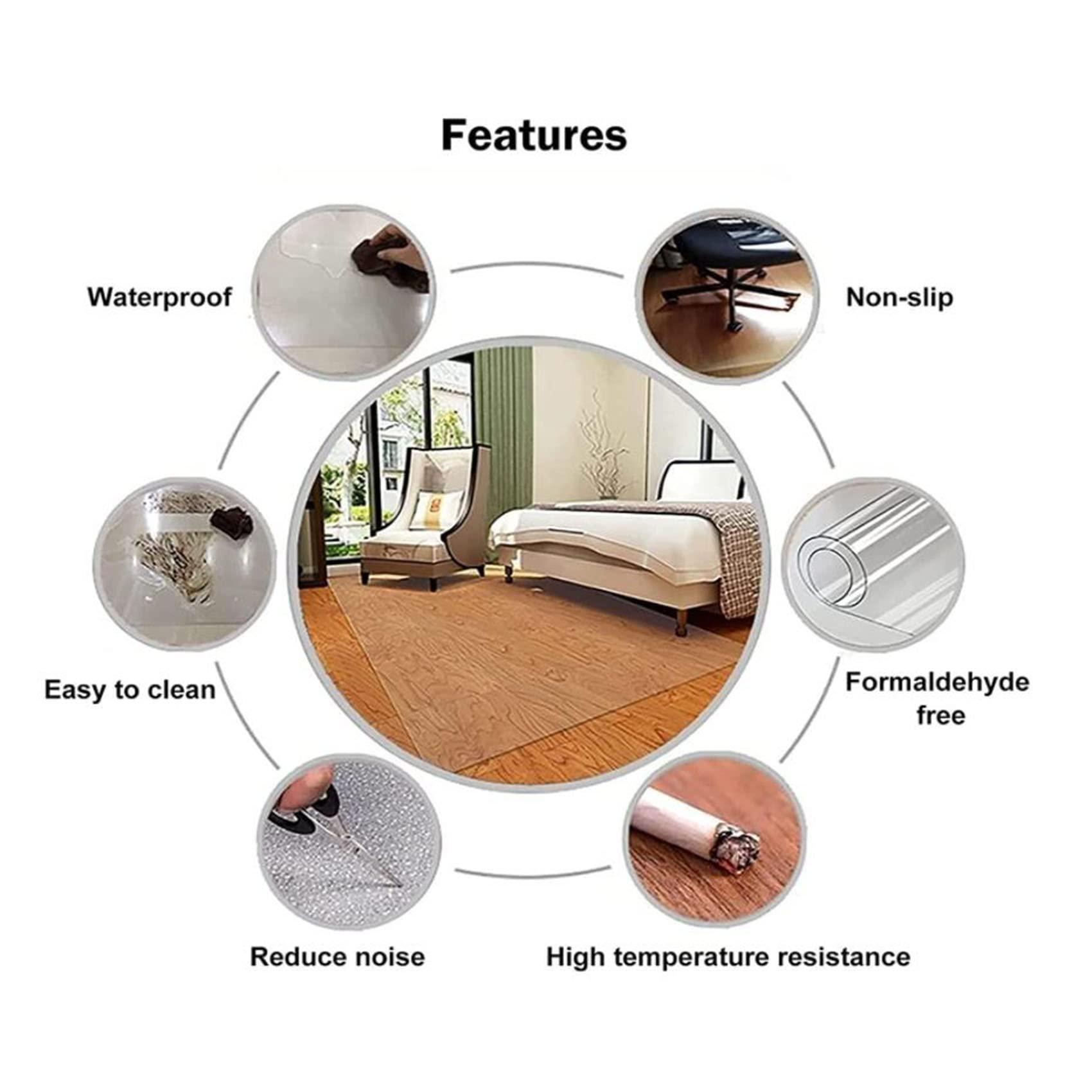 KIZMIQ Runner Rugs Clear Vinyl Plastic Floor Protector 1.5mm Runner Rug Heavy Duty Clear Carpet/Runner Waterproof Protector/Plastic Table Cover - Multipurpose Rectangular Vinyl Roll, Anti-Oxidation,60/90/100