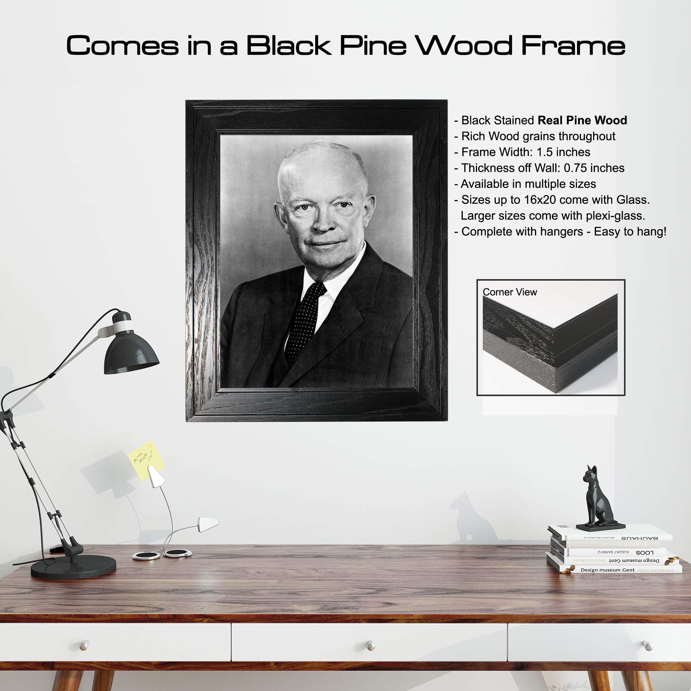 Frame a Patent Dwight D. Eisenhower Photograph in a Black Pine Frame - Historical Artwork from 1950 - (16\" x 20\") - Semi-Gloss